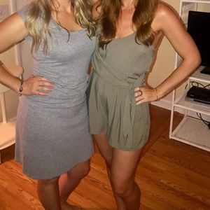 Olive green tie front romper